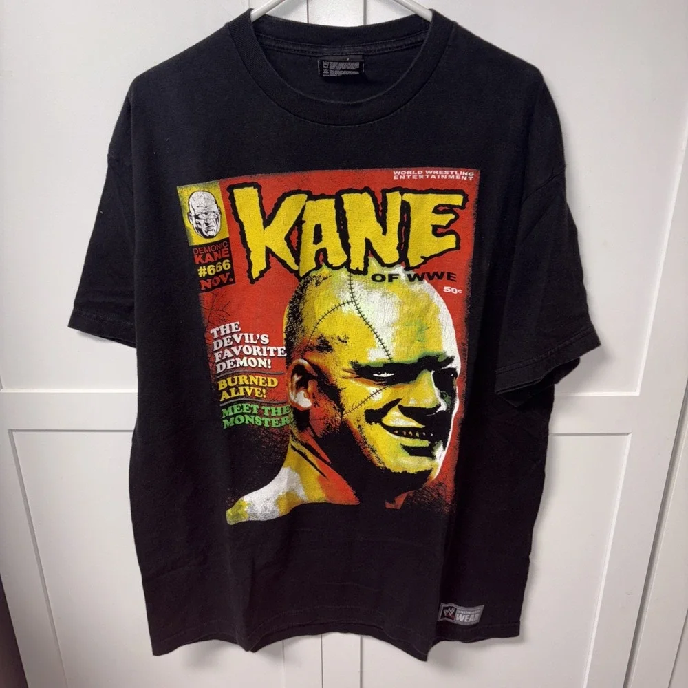 WWE Kane The Devil's Favorite Demon‎ Shirt Size XL Black WWF Wrestling 2008 Rare